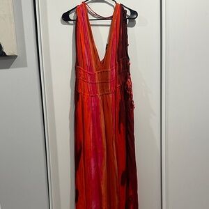 Zara Vibrant Red and Pink Maxi Dress